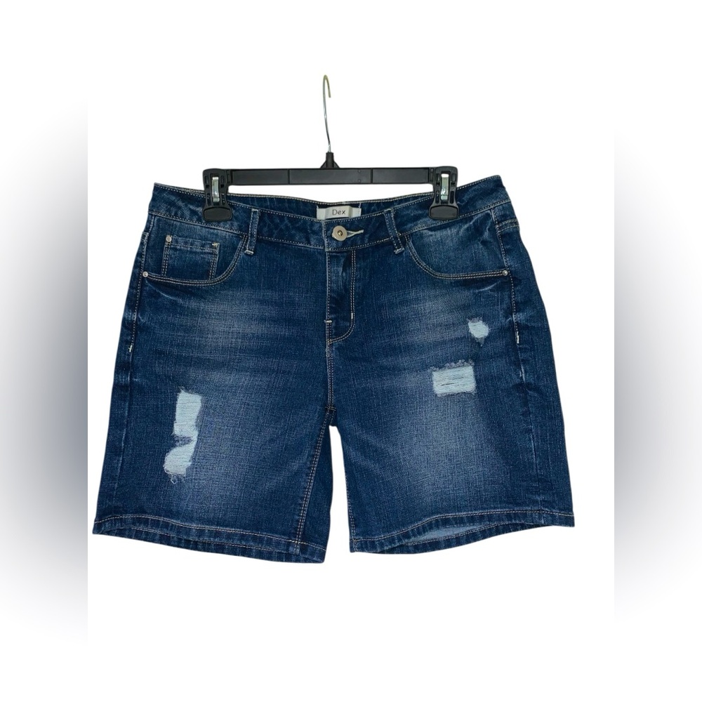 Dex Mid Rise Dark Wash Distressed Jean Shorts Size 29